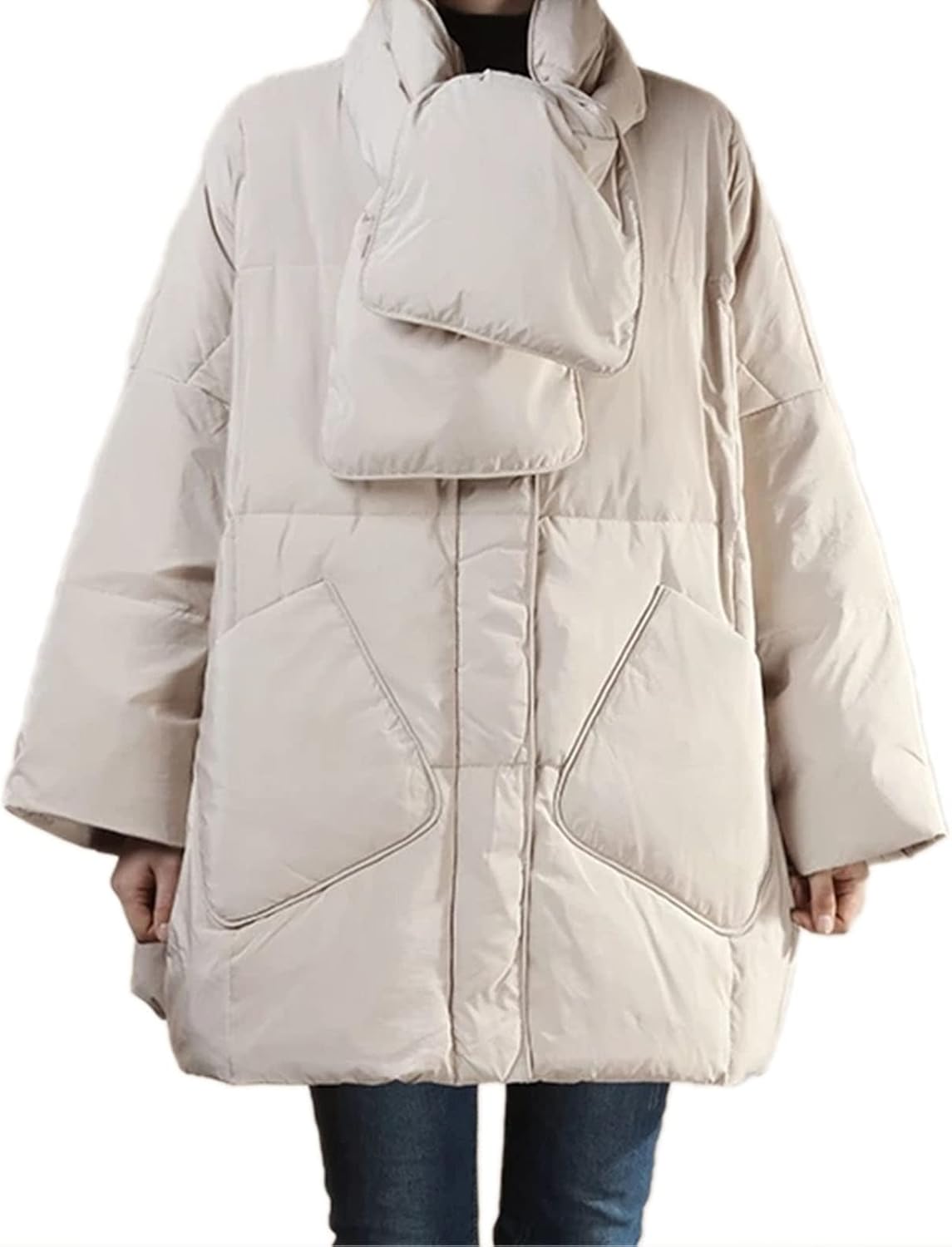 レディースダウンジャケット 冬の女性のスカーフラウンドネック暖かい